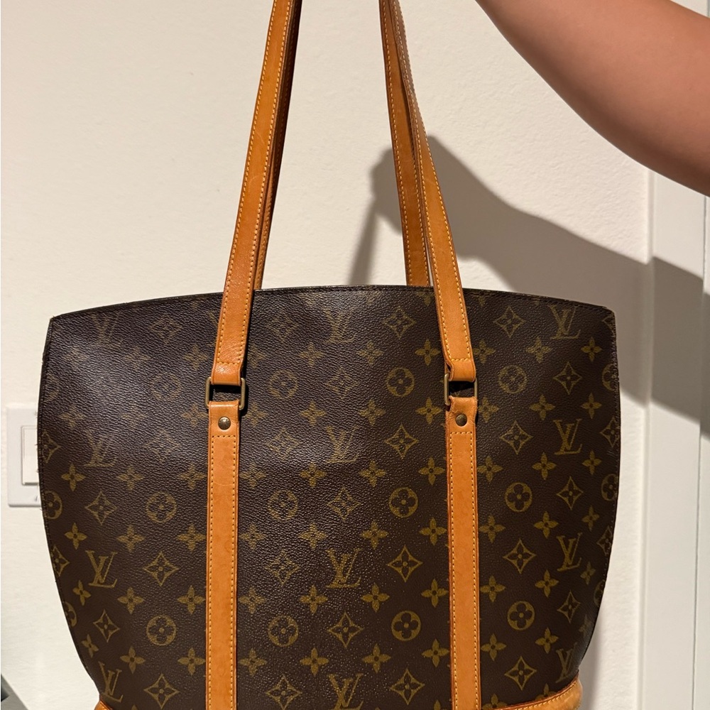 Louis Vuitton Monogram Canvas Tote with Tan Straps